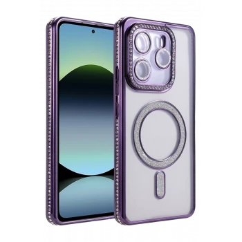 Newface Xiaomi Redmi Note 14 4G Joke Simli Magneticsafe Kılıf - Derin Mor