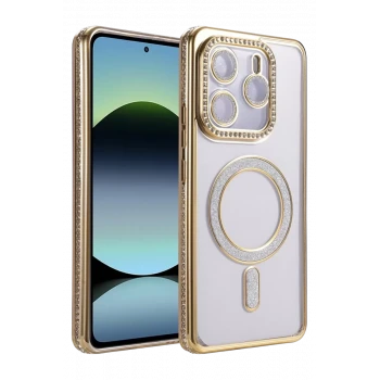 Newface Xiaomi Redmi Note 14 4G Joke Simli Magneticsafe Kılıf - Gold
