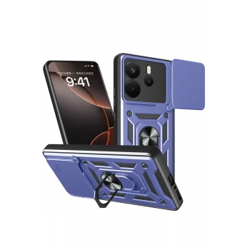 Newface Xiaomi Redmi Note 14 4G Pars Lens Yüzüklü Silikon - Lacivert