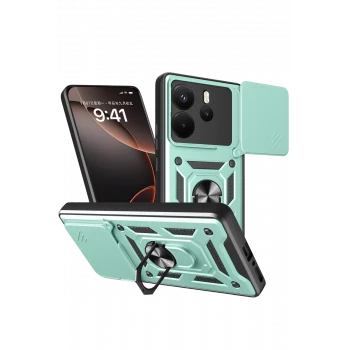 Newface Xiaomi Redmi Note 14 4G Pars Lens Yüzüklü Silikon - Yeşil
