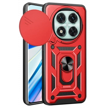 Newface Xiaomi Redmi Note 14 Pro 4G Kılıf Pars Lens Yüzüklü Silikon - Kırmızı