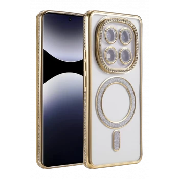 Newface Xiaomi Redmi Note 14 Pro 5G Joke Simli Magneticsafe Kılıf - Gold