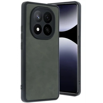 Newface Xiaomi Redmi Note 14 Pro 5G Kılıf Aras Deri Kapak - Koyu Yeşil
