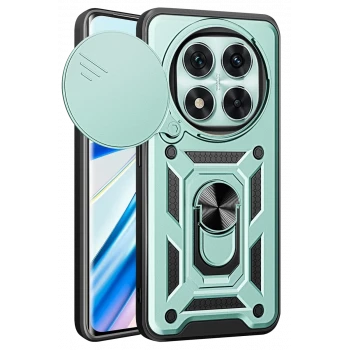 Newface Xiaomi Redmi Note 14 Pro 5G Kılıf Pars Lens Yüzüklü Silikon - Yeşil