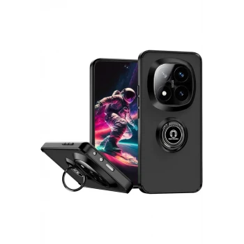 Newface Xiaomi Redmi Note 14 Pro Plus Kılıf Montreal Yüzüklü Silikon Kapak - Siyah