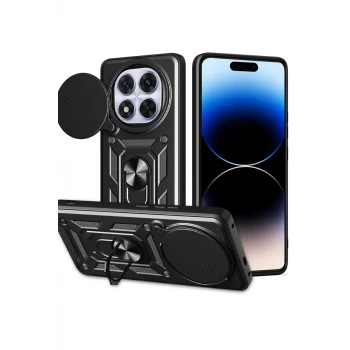 Newface Xiaomi Redmi Note 14 Pro Plus Kılıf Pars Lens Yüzüklü Silikon - Siyah