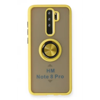 Newface Xiaomi Redmi Note 8 Pro Kılıf Montreal Yüzüklü Silikon Kapak - Sarı