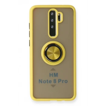 Newface Xiaomi Redmi Note 8 Pro Kılıf Montreal Yüzüklü Silikon Kapak - Sarı