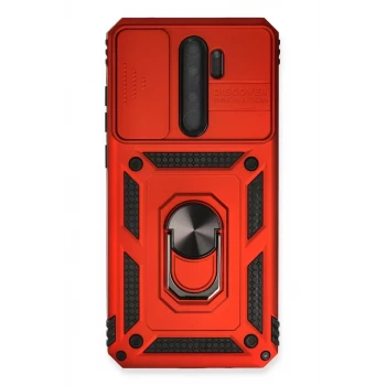 Newface Xiaomi Redmi Note 8 Pro Kılıf Pars Lens Yüzüklü Silikon - Kırmızı