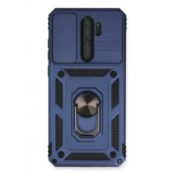 Newface Xiaomi Redmi Note 8 Pro Kılıf Pars Lens Yüzüklü Silikon - Lacivert