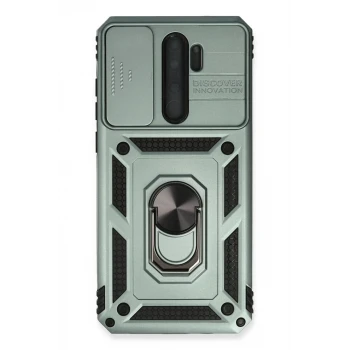 Newface Xiaomi Redmi Note 8 Pro Kılıf Pars Lens Yüzüklü Silikon - Yeşil