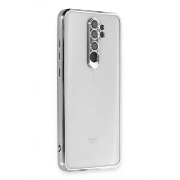 Newface Xiaomi Redmi Note 8 Pro Kılıf Razer Lensli Silikon - Gümüş