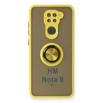 Newface Xiaomi Redmi Note 9 Kılıf Montreal Yüzüklü Silikon Kapak - Sarı