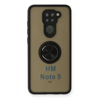 Newface Xiaomi Redmi Note 9 Kılıf Montreal Yüzüklü Silikon Kapak - Siyah