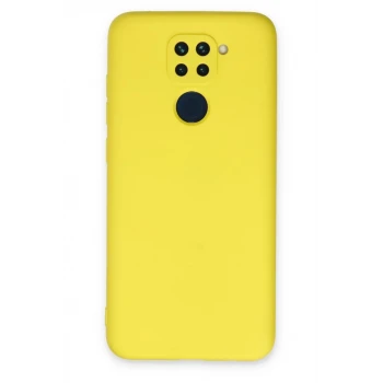 Newface Xiaomi Redmi Note 9 Kılıf Nano içi Kadife Silikon - Sarı