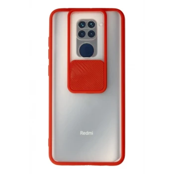 Newface Xiaomi Redmi Note 9 Kılıf Palm Buzlu Kamera Sürgülü Silikon - Kırmızı