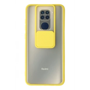 Newface Xiaomi Redmi Note 9 Kılıf Palm Buzlu Kamera Sürgülü Silikon - Sarı