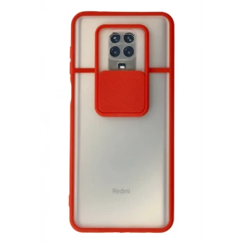 Newface Xiaomi Redmi Note 9 Pro Kılıf Palm Buzlu Kamera Sürgülü Silikon - Kırmızı