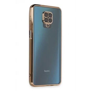 Newface Xiaomi Redmi Note 9 Pro Kılıf Razer Lensli Silikon - Gold