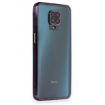 Newface Xiaomi Redmi Note 9 Pro Kılıf Razer Lensli Silikon - Mor