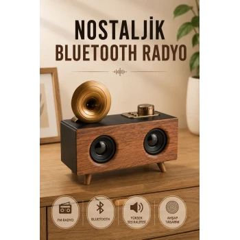 Nostaljik Radyo Bluetooth Bağlantılı Şarjlı Yüksek Ses Kaliteli