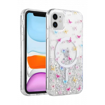 Onegif Apple iPhone 11 Misk Simli Magsafe Kapak - Desen 4