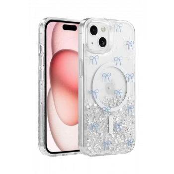 Onegif Apple iPhone 14 Misk Simli Magsafe Kapak - Desen 3