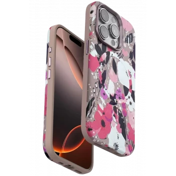 Onegif Apple iPhone 14 Pro Flower Series Magsafe Kapak - Pembe