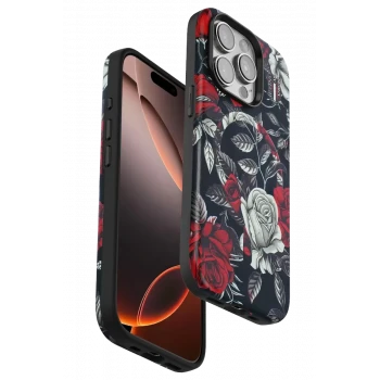 Onegif Apple iPhone 14 Pro Flower Series Magsafe Kapak - Siyah