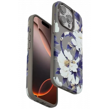 Onegif Apple iPhone 14 Pro Max Flower Series Magsafe Kapak - Gri