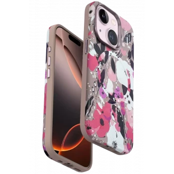 Onegif Apple iPhone 15 Flower Series Magsafe Kapak - Pembe