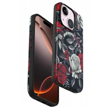 Onegif Apple iPhone 15 Plus Flower Series Magsafe Kapak - Siyah