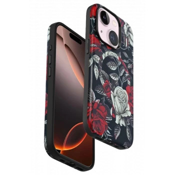 Onegif Apple iPhone 15 Plus Flower Series Magsafe Kapak - Siyah
