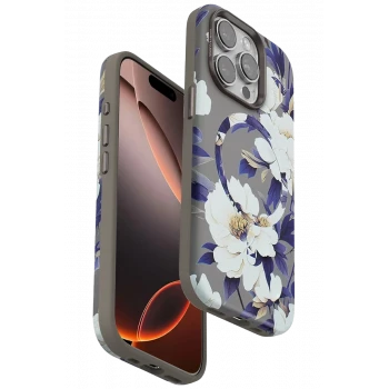Onegif Apple iPhone 15 Pro Max Flower Series Magsafe Kapak - Gri