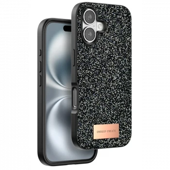 Onegif Apple iPhone 16 Bright Simli Kapak - Siyah