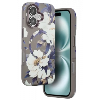Onegif Apple iPhone 16 Flower Series Magsafe Kapak - Gri