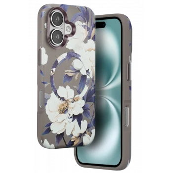 Onegif Apple iPhone 16 Flower Series Magsafe Kapak - Gri