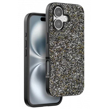 Onegif Apple iPhone 16 Plus Bright Simli Kapak - Gümüş