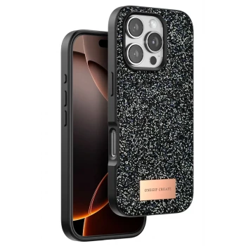 Onegif Apple iPhone 16 Pro Bright Simli Kapak - Siyah