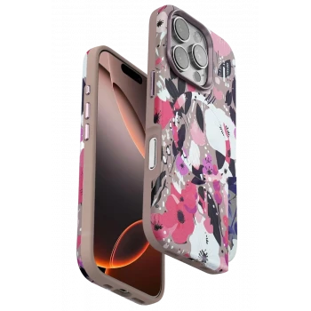 Onegif Apple iPhone 16 Pro Flower Series Magsafe Kapak - Pembe