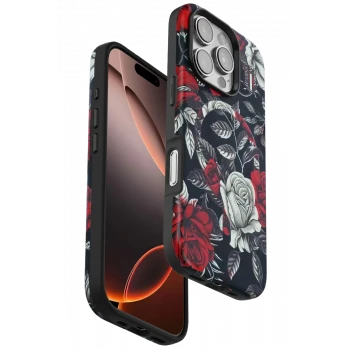 Onegif Apple iPhone 16 Pro Flower Series Magsafe Kapak - Siyah