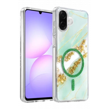 Onegif Samsung Galaxy A07 4G Lotus Simli Magsafe Kapak - Yeşil