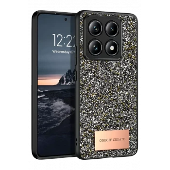 Onegif Xiaomi Mi 14T Pro Bright Simli Kapak - Gümüş