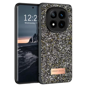 Onegif Xiaomi Redmi Note 14 Pro 4G Bright Simli Kapak - Gümüş