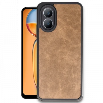 Oppo A38 Kılıf Aras Deri Kapak - Taba