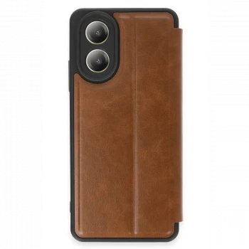 Oppo A38 Kılıf Flip Cover - Taba