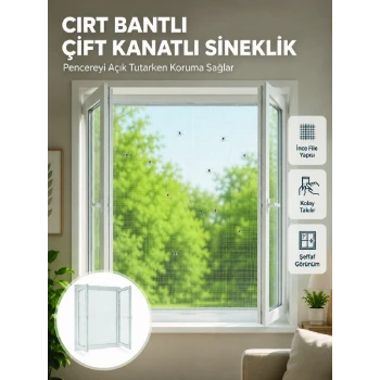 Pencere ve Balkon İçin Çift Kanatlı Sinek Koruma Sinekliği