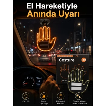 Pilli Led Işık Araç Camı İçin Uzaktan Kumandalı El Simgesi