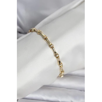 Pirinç Gold Renk Kemik Model Kadın Bileklik