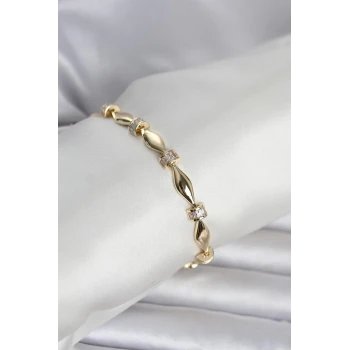 Pirinç Gold Renk Sütun Model Kadın Bileklik